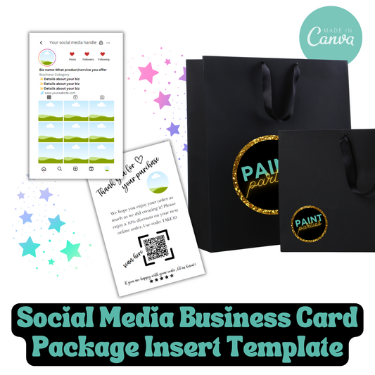 Customizable Social Media Business Card Package Insert- Edit & Print (5.5 x 8.5)