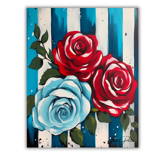 Red & Blue Roses DIY Painting Kit