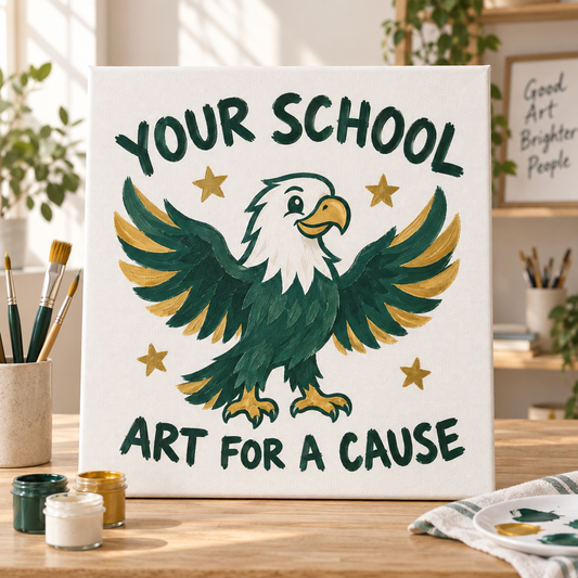 Illustrative custom school fundraiser canvas